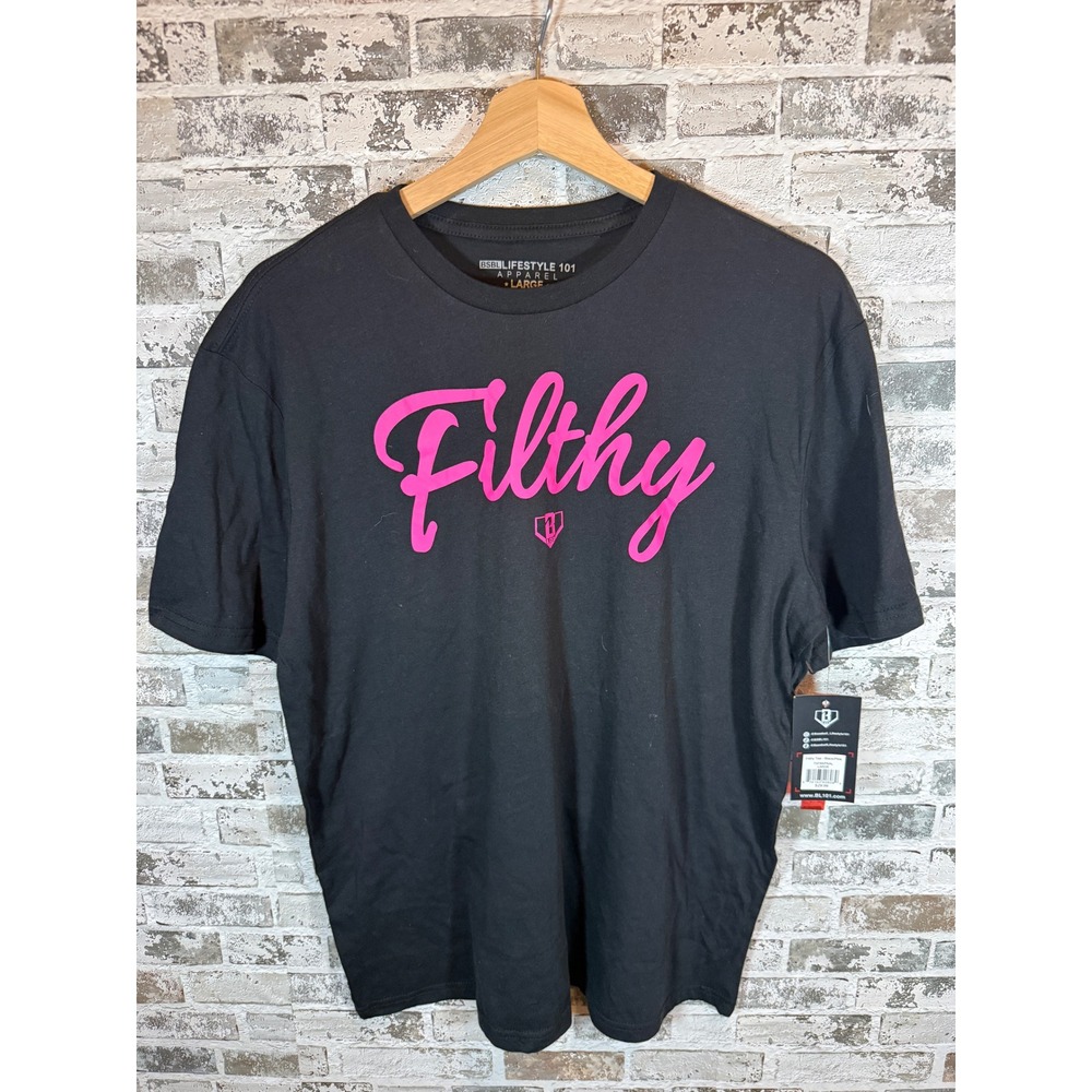 Baseball Lifestyle 101‎ Filthy T-Shirt Mens Large Black New Pink Graphic Tee